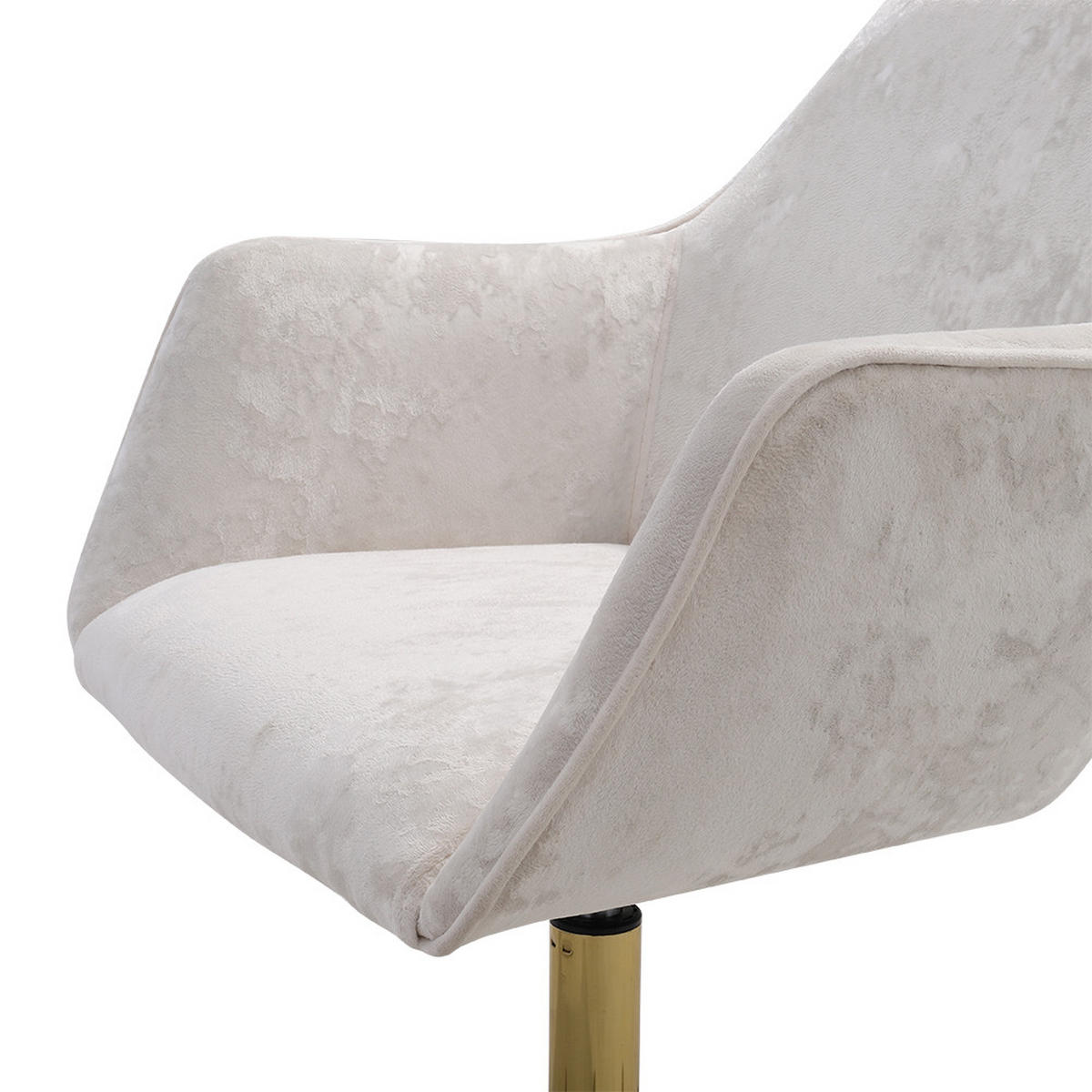 DREHSTUHL Home-Office-Stuhl aus Schaumstoff Metall mit Armlehnen Rollen und Samtbezug GoldfußBeige Höhenverstellbarer 60 x 50 x 81-88 cm - Beige/Goldfarben, Textil/Metall (60/88/50cm) - Livingandhome