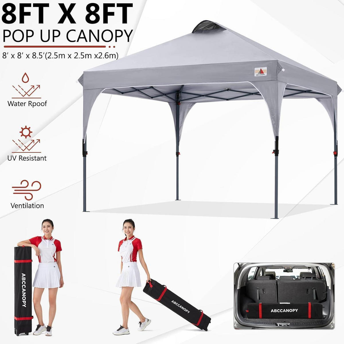 PAVILLON 2.5x2.5M wasserdicht Hellgrau - Grau, Textil (243.8/259.1/243.8cm)