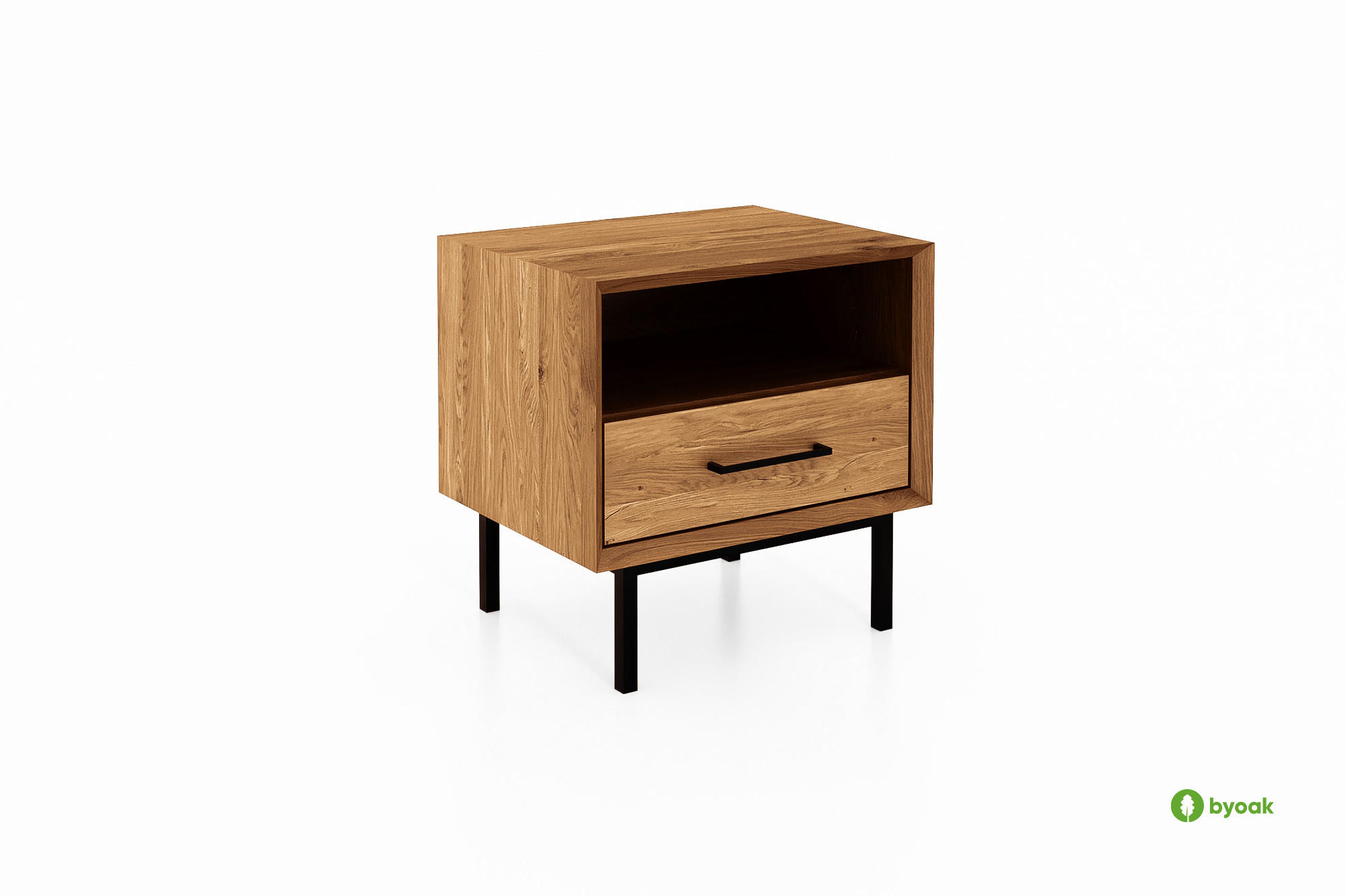NACHTTISCH LEON Wildeiche - Wildeiche, Holz (51/50/40cm) - byoak