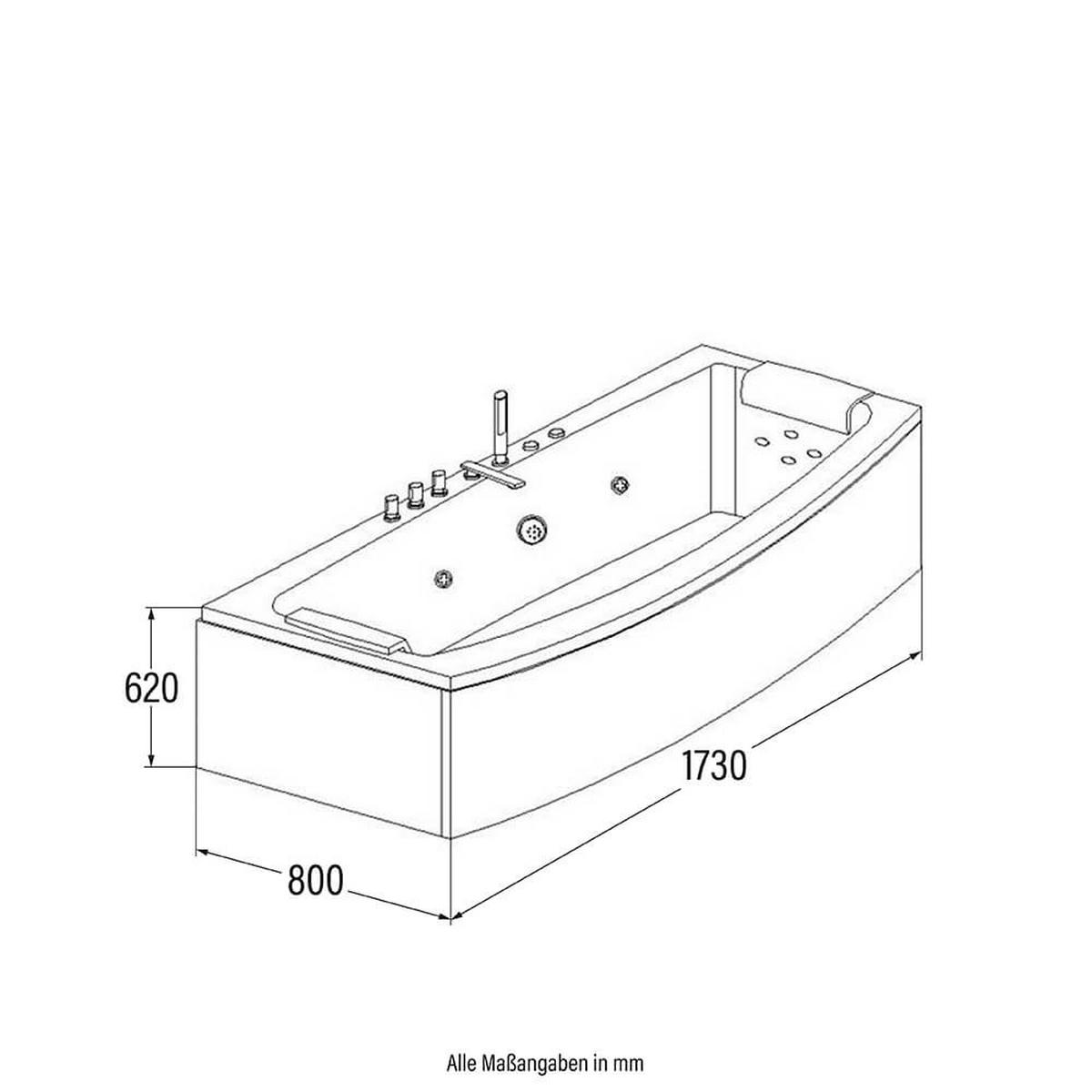 WHIRLPOOL NOOR - Weiß, Keramik (173/84/80cm) - Home Deluxe