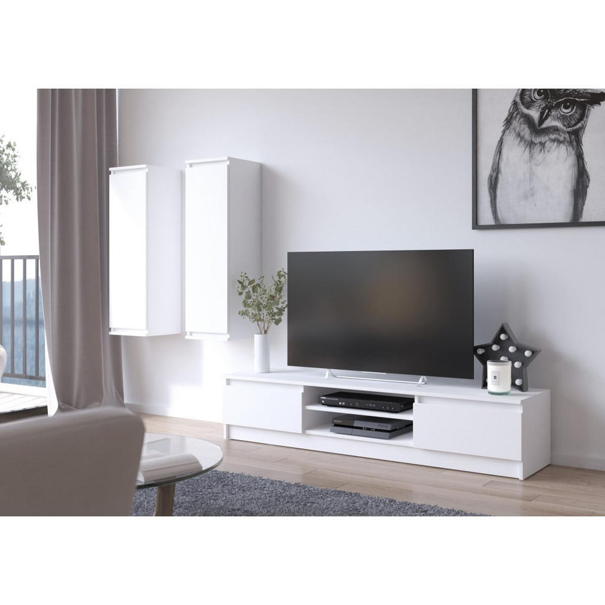 TV SKRINKA nízka - biela, kompozitné drevo (220/140/40cm) - RAUMHIRSCH FURNITURE