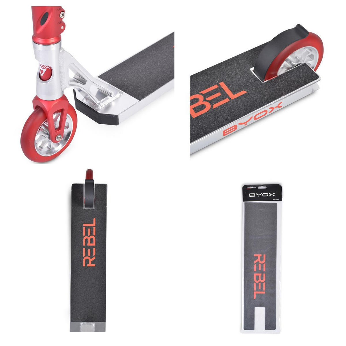 KINDERROLLER Rebel rot Aluminium, ABEC-9 Lager, Stahllenker, PU Räder, Bremse - Rot, Metall (73/64/83cm)