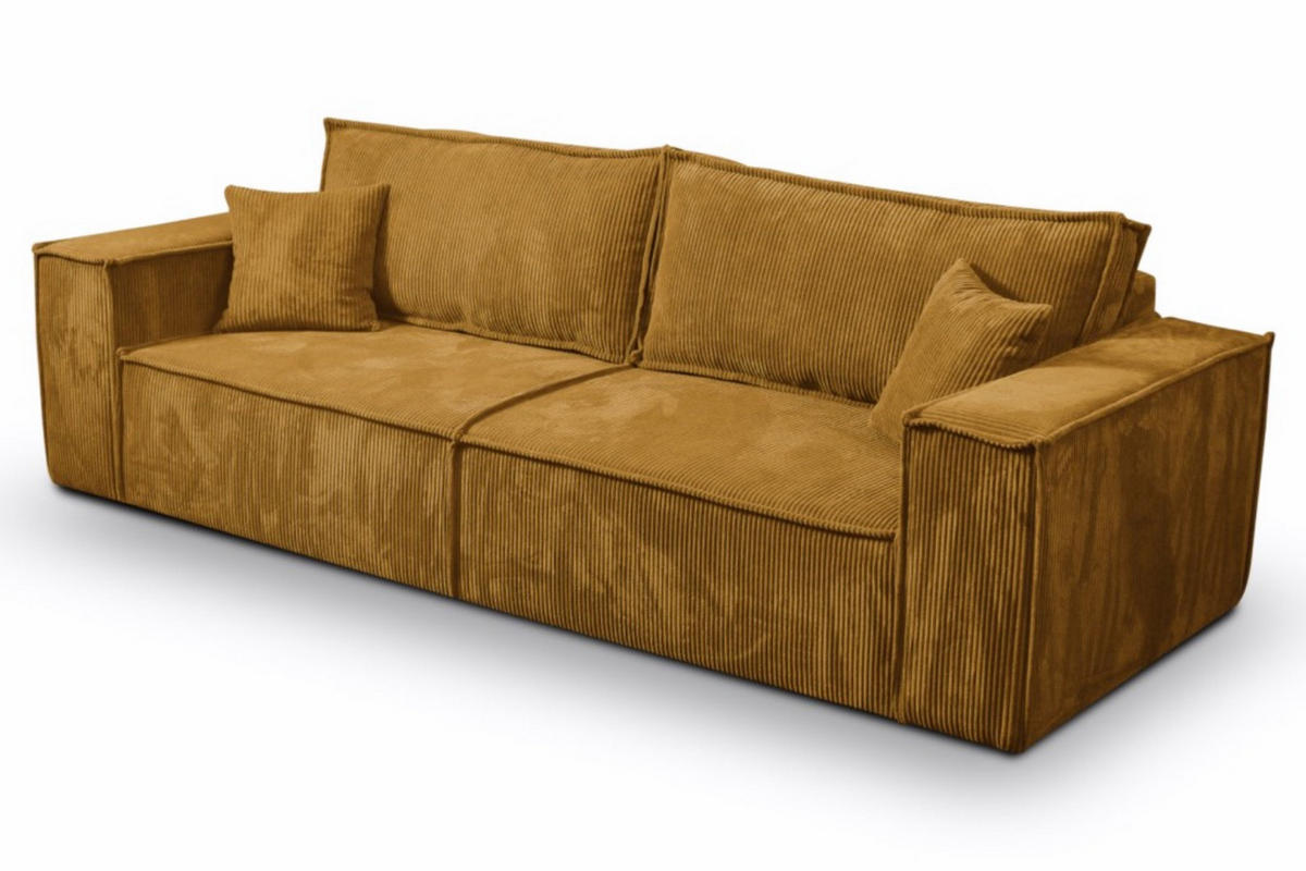 SCHLAFSOFA mit Bettkasten und Cordstoff MONA Gelb - Gelb, Holzwerkstoff (255/85/105cm) - Compleo24