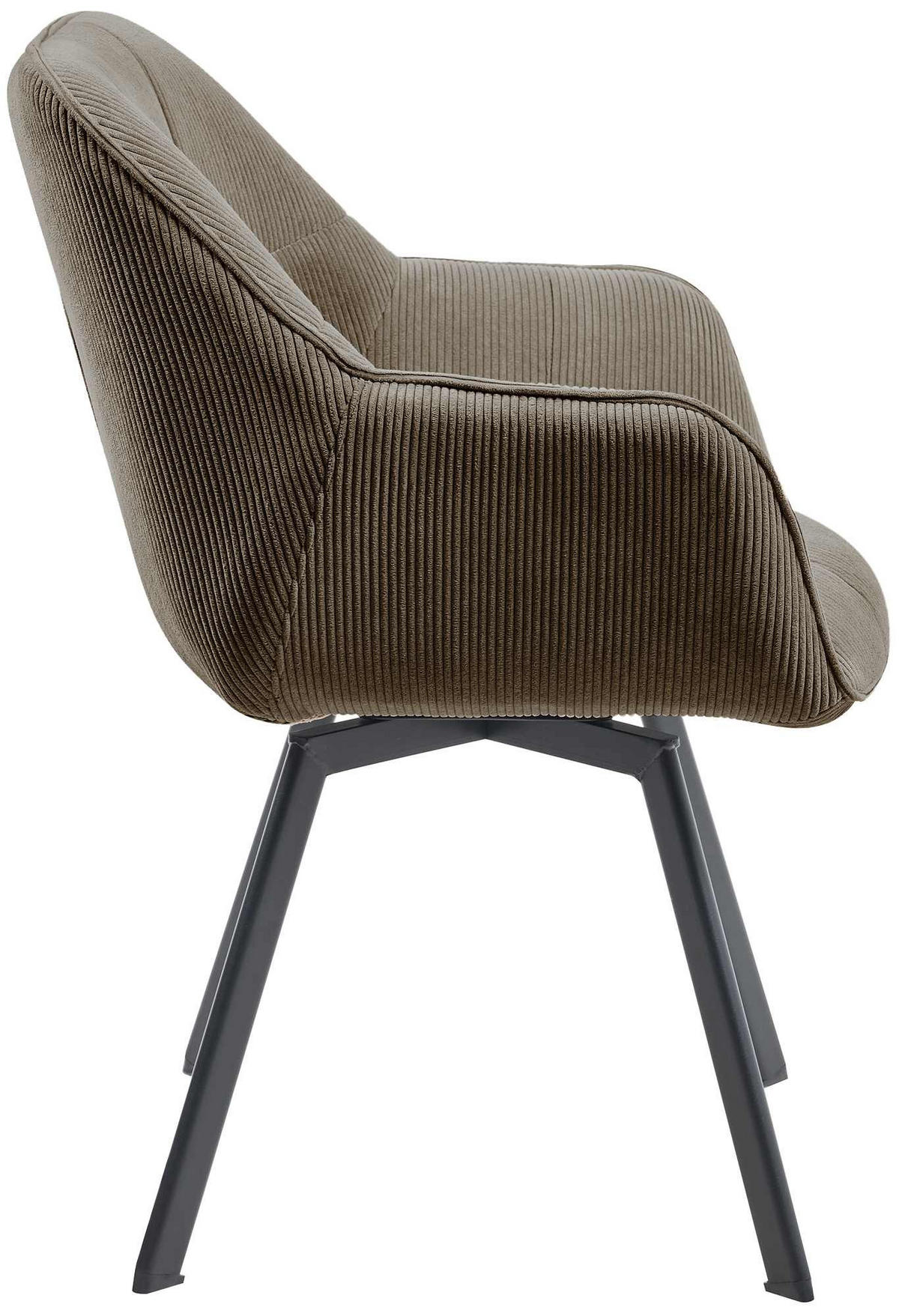 ARMLEHNENSTUHL Cord Braun - Schwarz/Braun, Textil/Metall (60/81/59cm) - CLP