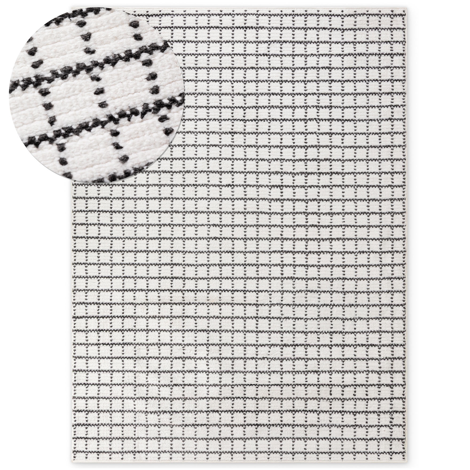 SOFT-TEPPICH Jacky Weiß-Anthrazit 80x150 cm - Weiß, Textil (80/150cm) - Tesso Living