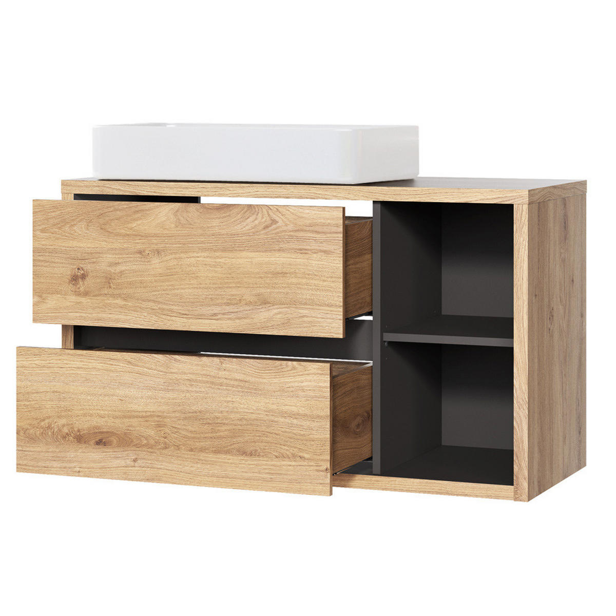 BADMÖBEL-SET 3-TLG. Danzig-56 - Braun, Holzwerkstoff (173/200/46cm) - Lomado