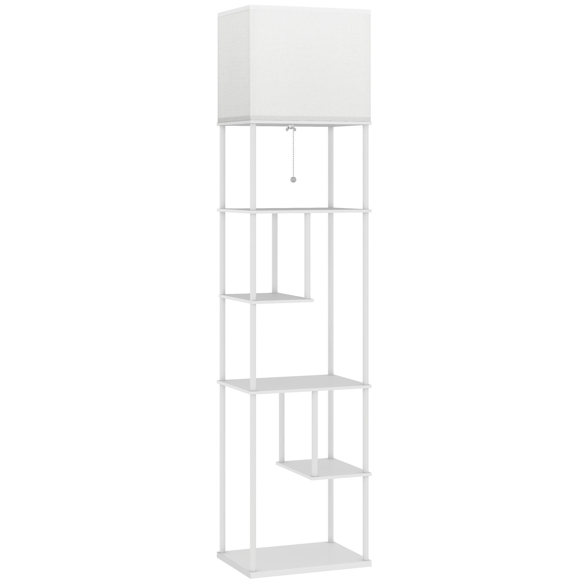 HOMCOM STOJACÍ lampa z bílého MDF