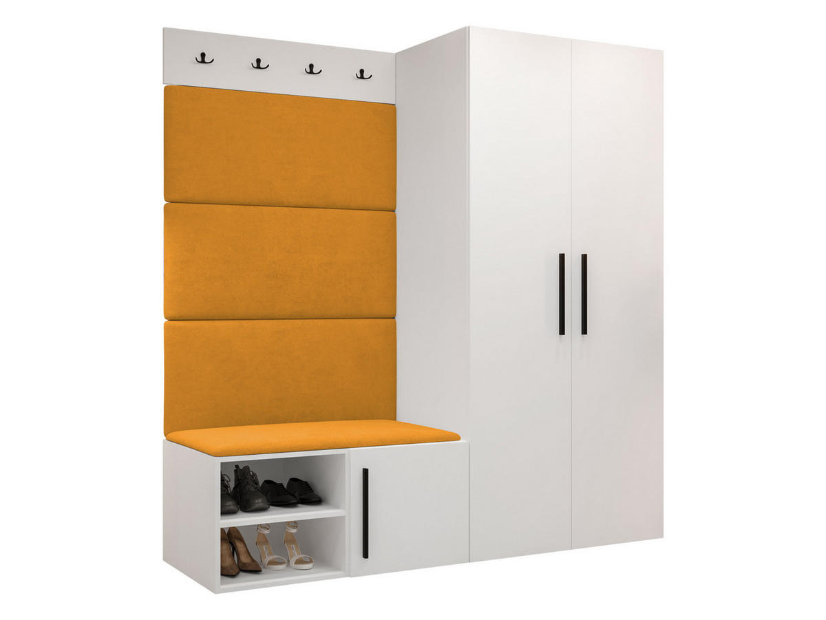 GARDEROBEN-SET Medi I - Schwarz/Orange, Holzwerkstoff/Kunststoff (80/191/50cm) - MIRJAN24