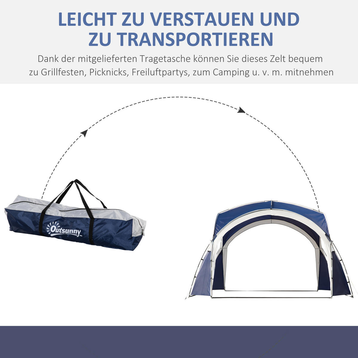 GARTENZELT Blau, Polyesterstoff - Blau, Kunststoff (350/350cm) - Outsunny