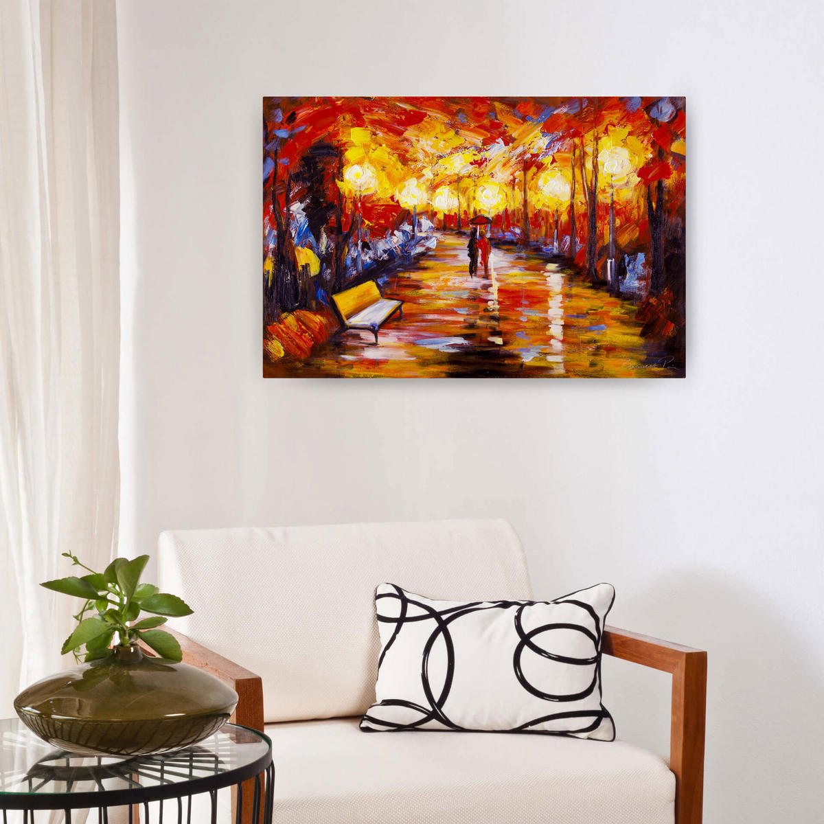 ACRYLBILD HANDGEMALT 90/60 cm - Rot, Holz/Textil (1.5/60cm) - KUNSTLOFT
