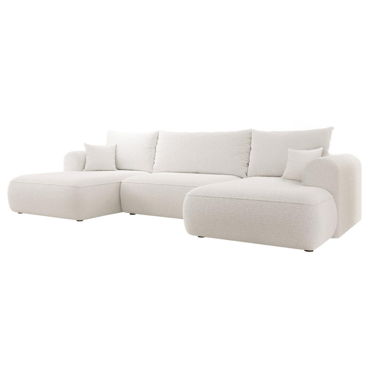 ECKSOFA Ovo Creme Bouclé - Creme/Schwarz, Kunststoff/Textil (380/95/167cm) - Selsey