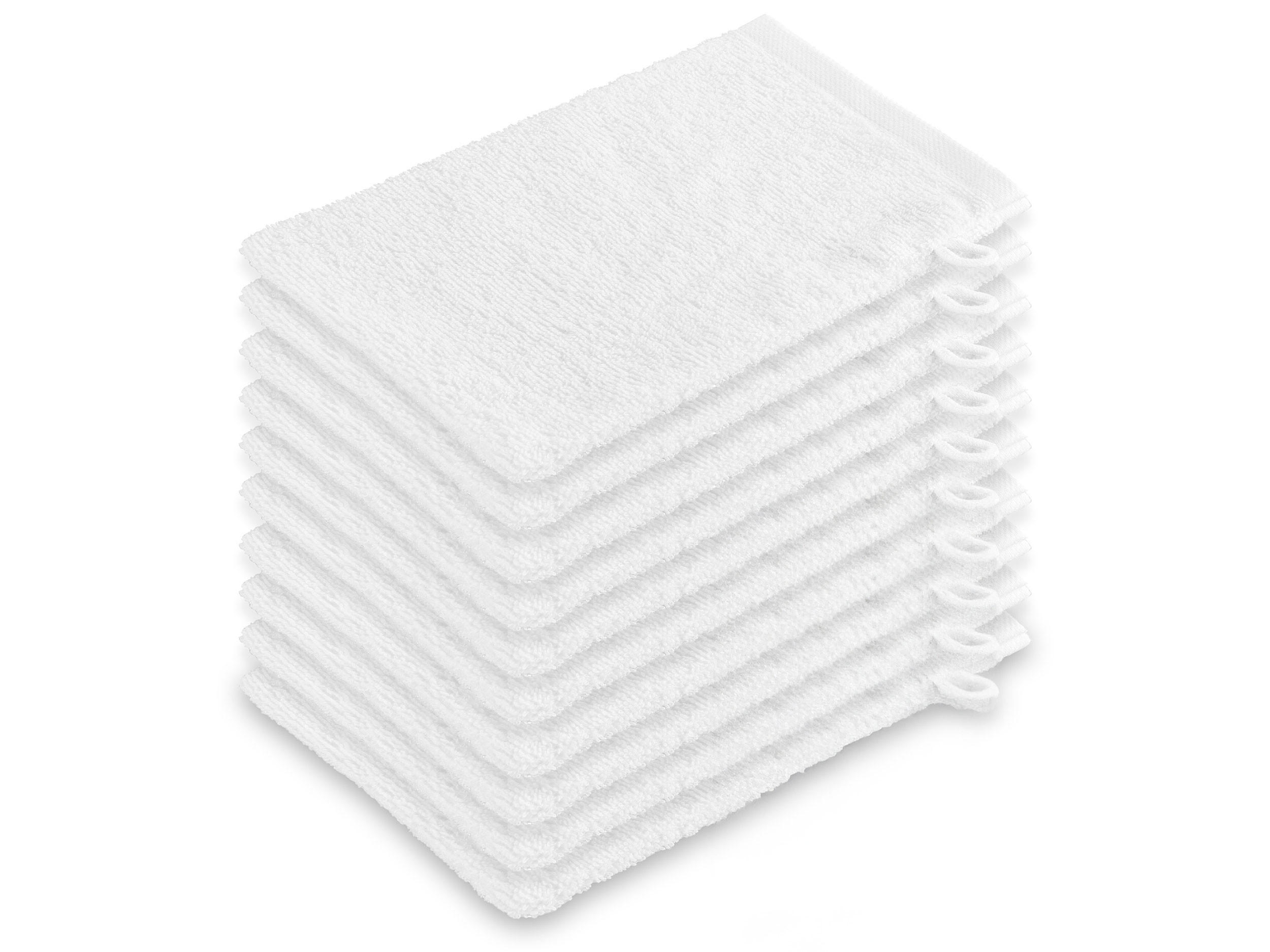 WASCHHANDSCHUH, 10er-Set, 16x21 cm, 100% Baumwolle, Weiß - Weiß, Textil (16/21cm) - Zollner