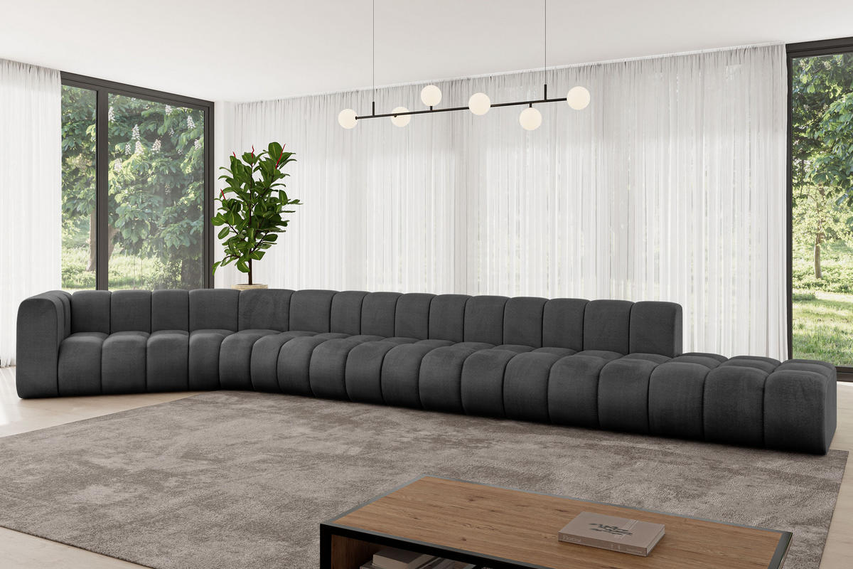 ECKSOFA modulares Sofa Tilmo-L3 - 581x194x70 cm Schwarz - Schwarz, Holzwerkstoff/Textil (581/194cm) - ALTDECOR