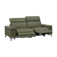 3-SITZER Sofa Talisman Echtleder mit 2 x Relaxfunktion Olivgrün - Olivgrün, Leder/Metall (216/80/100cm)