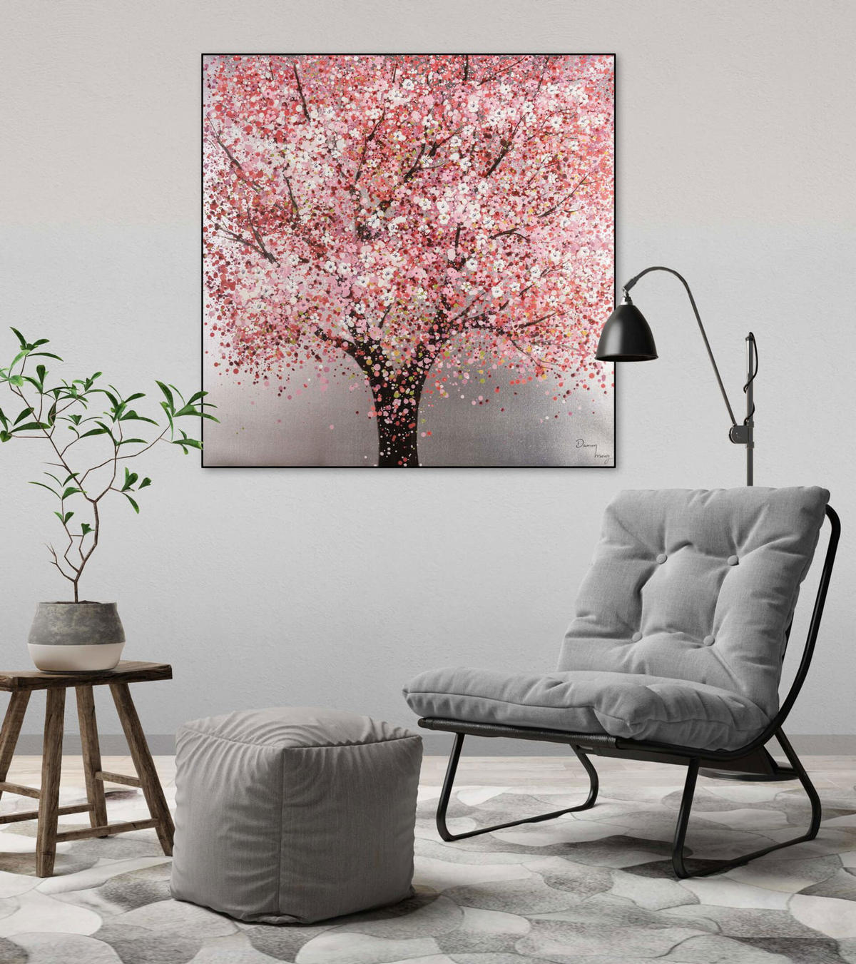 ÖLGEMÄLDE 80/80 cm - Pink, Holz/Textil (1.42/80cm) - KUNSTLOFT