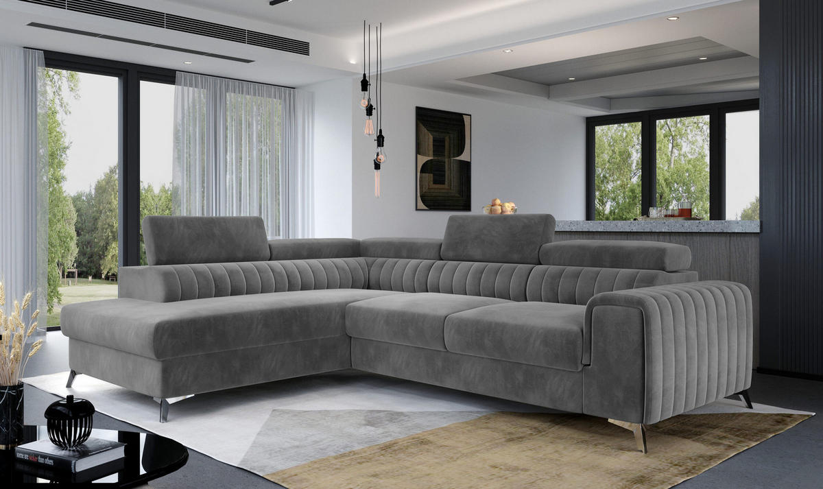 ECKSOFA - OLIVIER (Links, Braun) - Braun, Textil (275/205cm) - Möblo