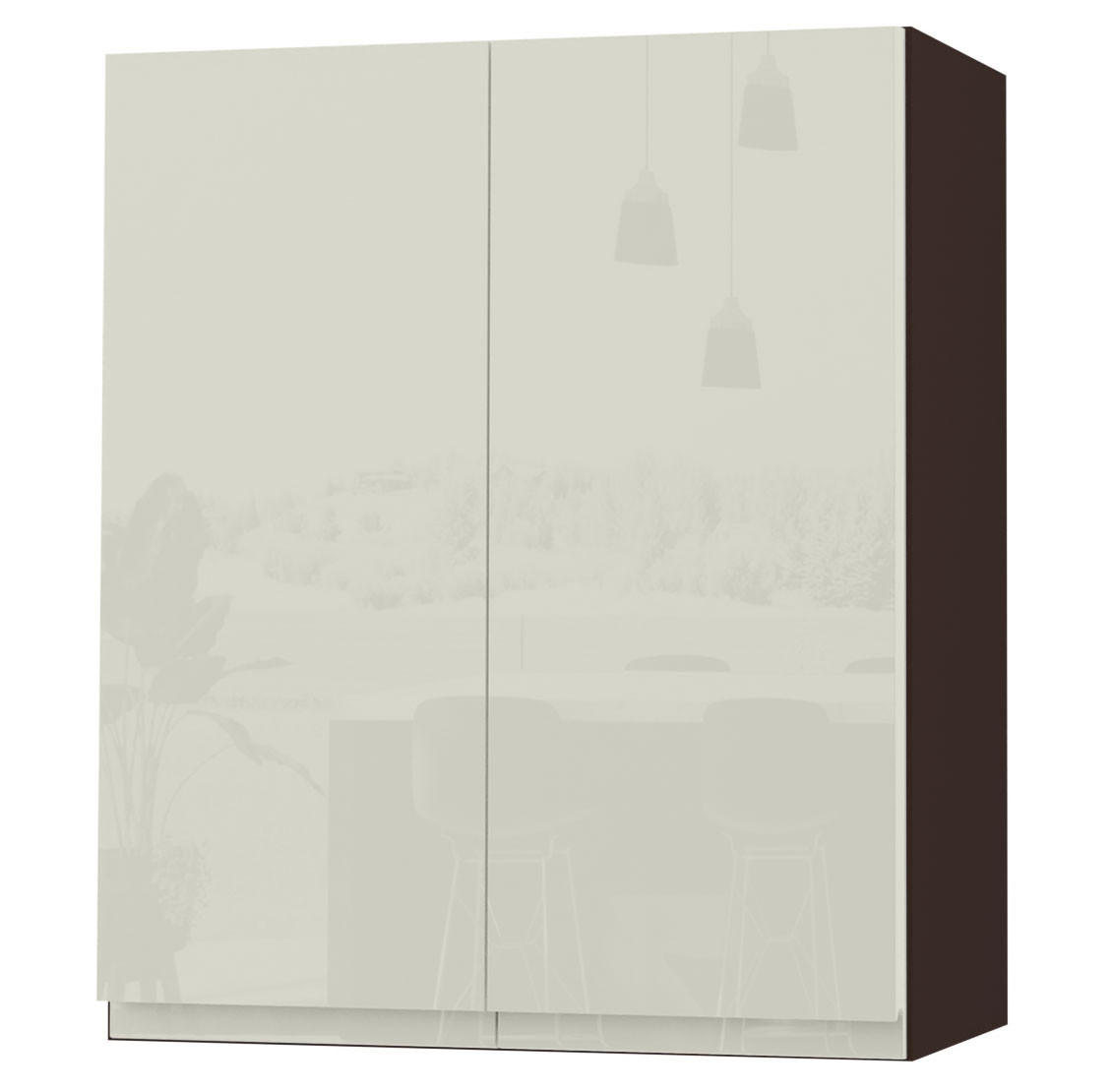 HÄNGESCHRANK Florence W3/60 Lava / RAL 1013 perlweiß HG 60 / 32,5 / 72cm - Dunkelgrau/Weiß Hochglanz, Holz/Holzwerkstoff (60/72/32.5cm) - Feldmann-Wohnen