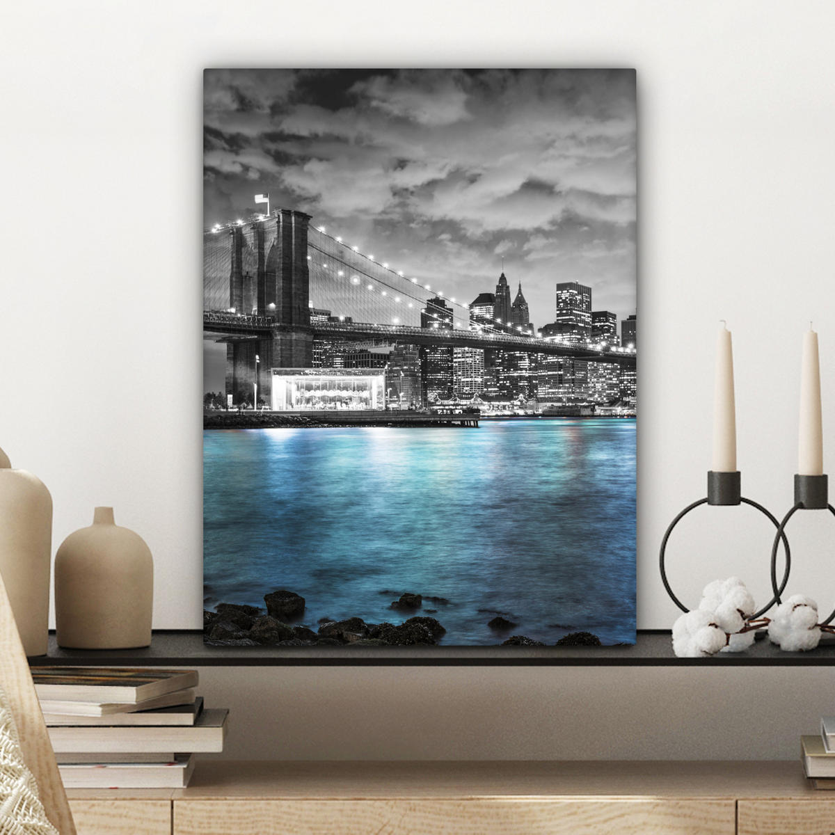 LEINWANDBILD New York - Skyline - Stadt - Blau 30x40 cm - Blaugrau, Textil (30/40cm) - MuchoWow
