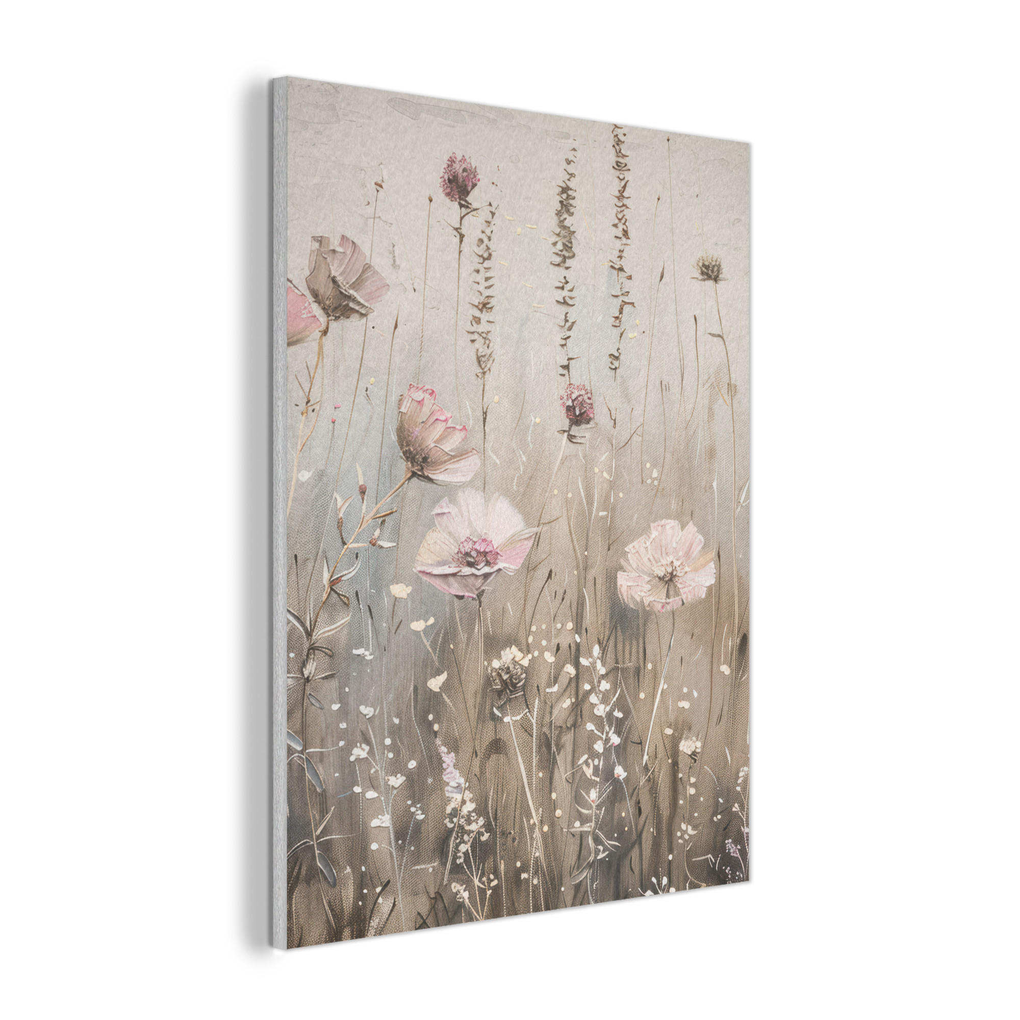 AKUSTIKPANEEL Blumen - Rosa - Modern - Beige 60x80 cm - Beige, Textil (60/0.9/80cm) - MuchoWow