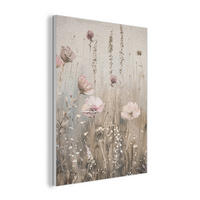 AKUSTIKPANEEL Blumen - Rosa - Modern - Beige 60x80 cm - Beige, Textil (60/0.9/80cm) - MuchoWow