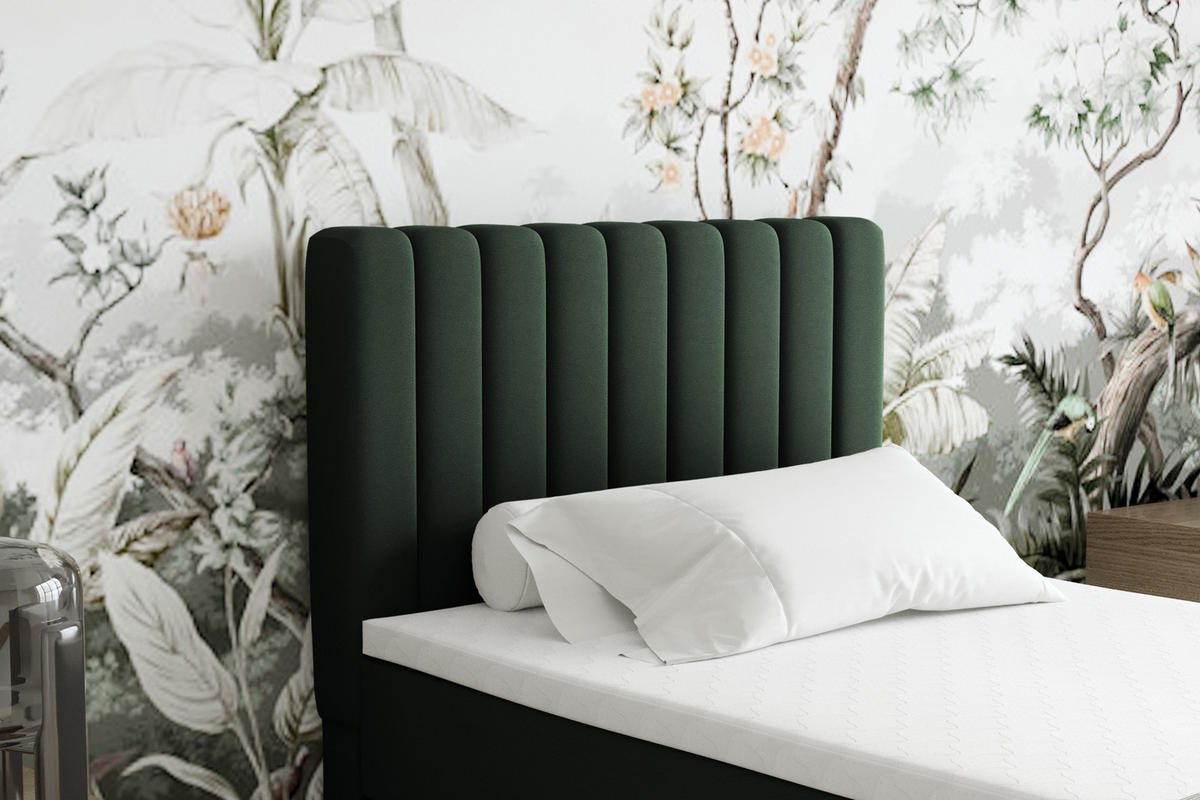 BOXBETT Everest 90 x 200 cm Einzelbett mit hochwertiger Bonell-Matratze und Topper - Grün, Holz (90/200cm) - Panda Möbel