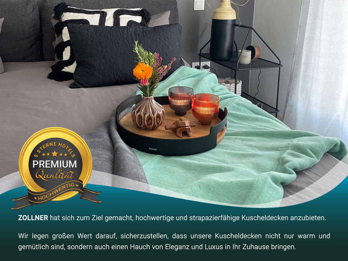 KUSCHELDECKE, 150x200 cm, 60% Baumwolle, 40% Polyacryl, Grau - Hellgrün, Naturmaterialien (150/200cm) - Zollner