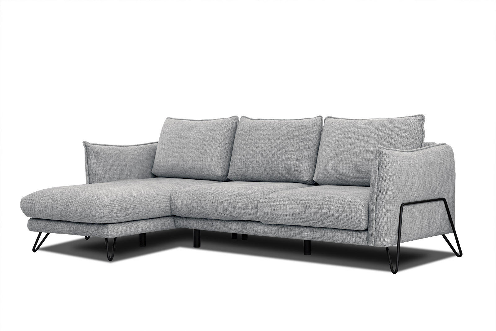 ECKSOFA HOSTEN 4-Sitzer, grau - Schwarz/Grau, Holzwerkstoff/Textil (158/269cm) - Courtois Laville