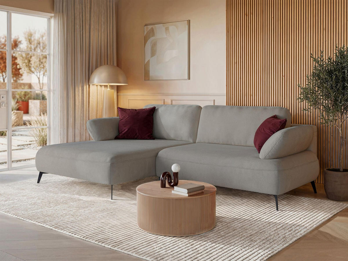 ECKSOFA Avolla Graubeige links - Taupe/Schwarz, Textil/Metall (284/186cm) - Selsey