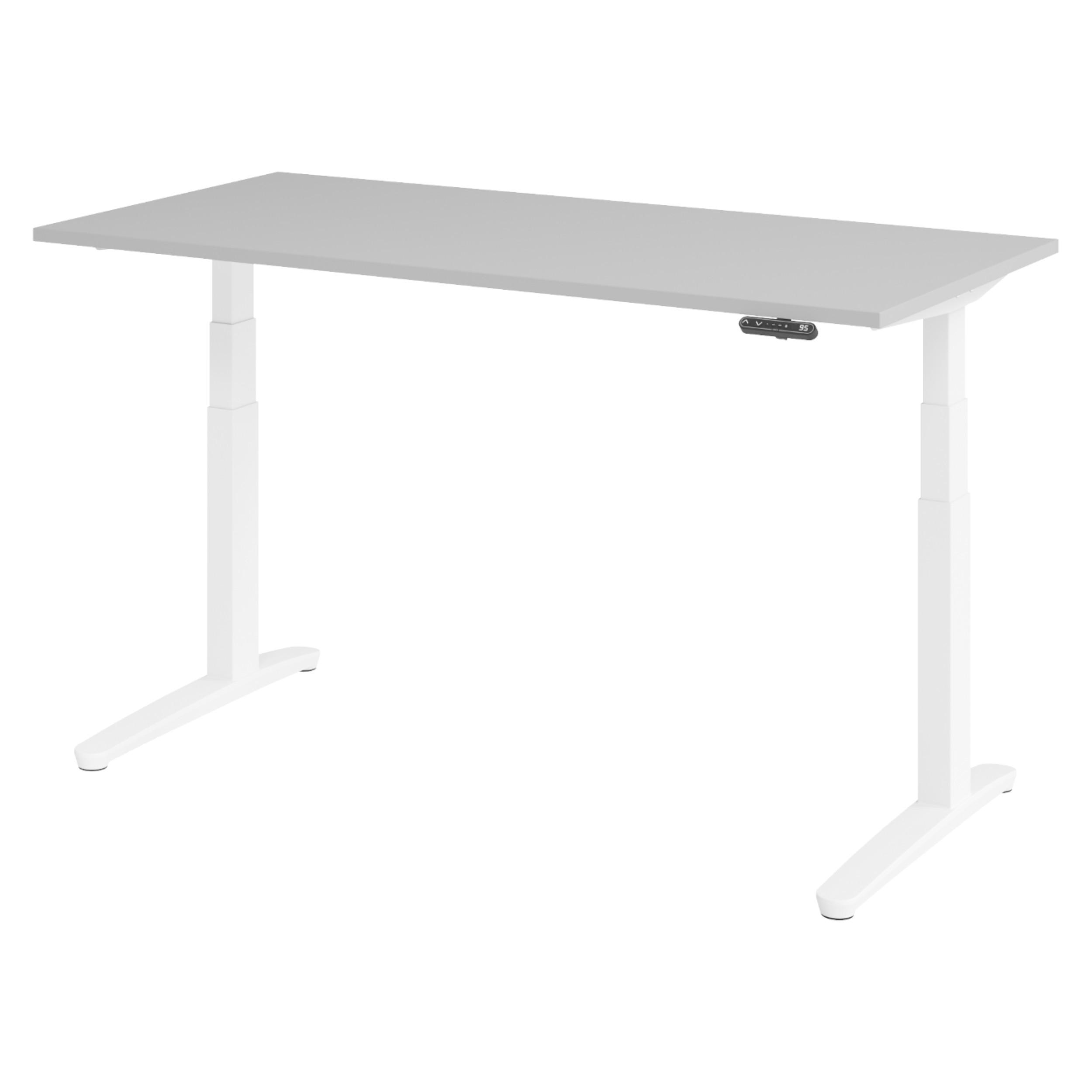 SCHREIBTISCH elektrisch XBHM 80/160/74 cm in Grau/Weiß - Weiß/Grau, Holzwerkstoff (80/160/74cm) - bümö