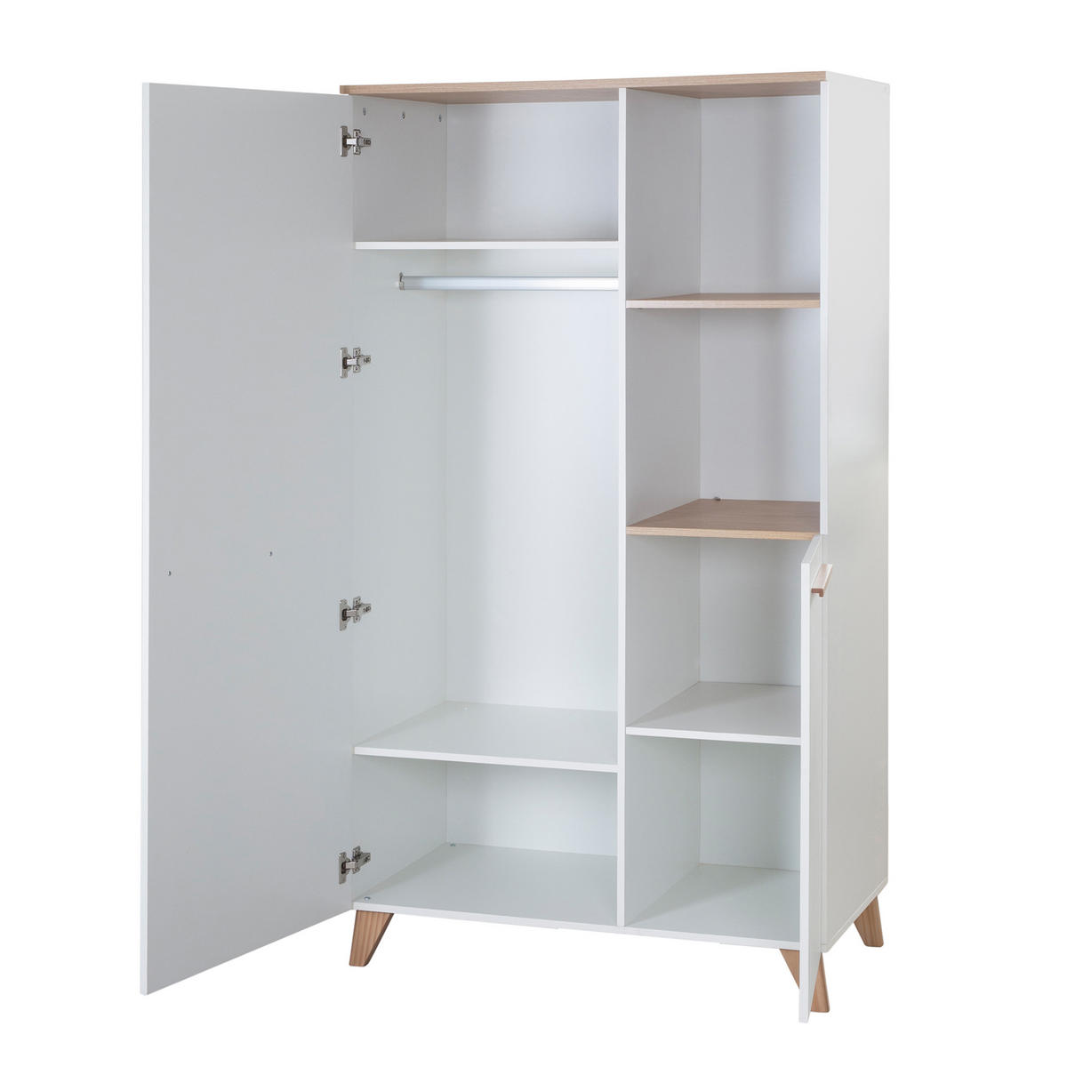 KINDERKLEIDERSCHRANK Leon 2-türig - Honigeiche/Weiß, Holz/Holzwerkstoff (100/180/52cm) - Roba