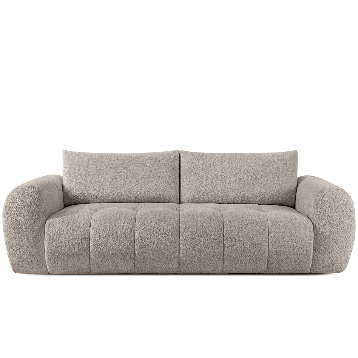 SOFA LIRA mit Pouf, Grau, Bouclé - Grau, Holz/Holzwerkstoff (96/43/50cm) - KONSIMO®