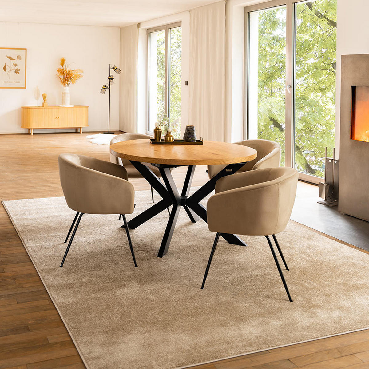 ESSTISCH RUND AVENTURA - Light Oak, 160 x 120 cm - Hellbraun, Holz (160/120/76cm) - Home Deluxe