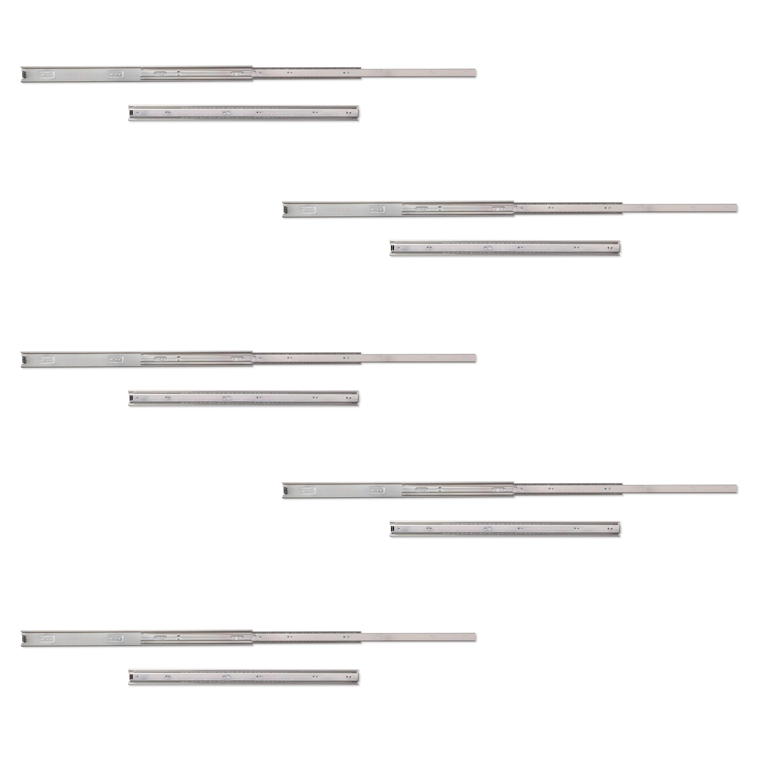 KUGELFÜHRUNGEN Höhe 45mm, Tiefe 650mm, Vollauszug, verzinkt 5er-set - Zinkfarben, Metall (1.27/5/65cm) - EMUCA