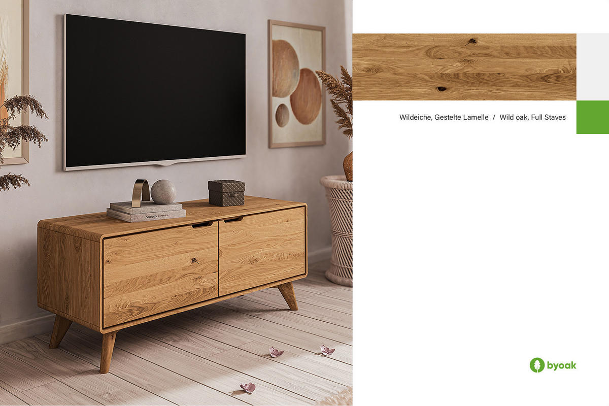 GREG HIFI-SCHRANK Wildeiche - Wildeiche, Holz (120/48/40cm) - byoak