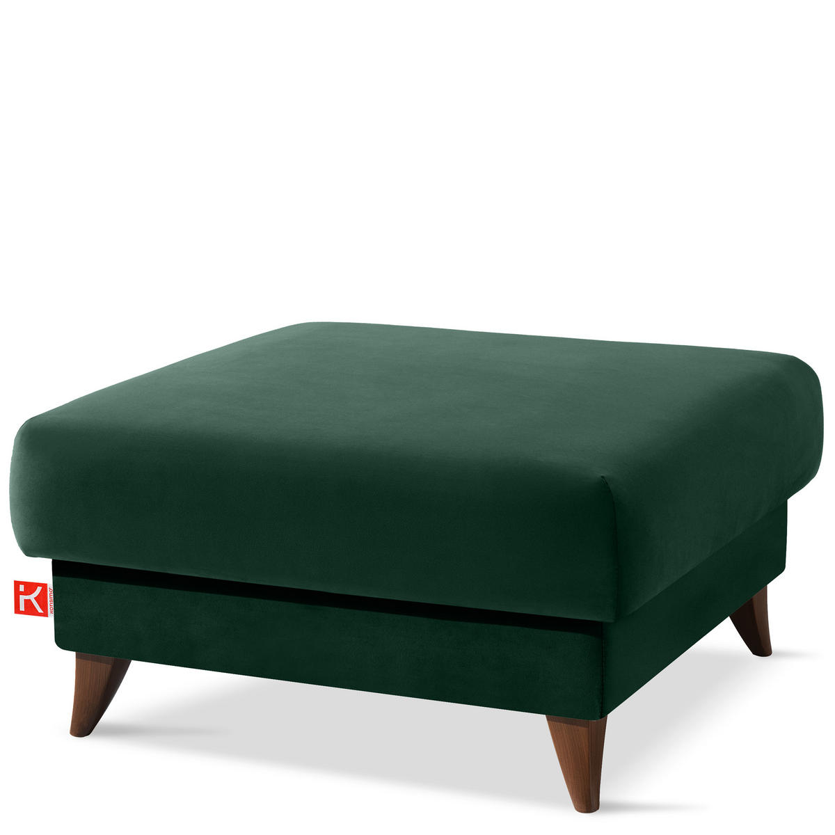 HOCKER GUSTAVO Velours, Dunkelgrün - Dunkelgrün, Holz/Holzwerkstoff (92/49/92cm) - KONSIMO®