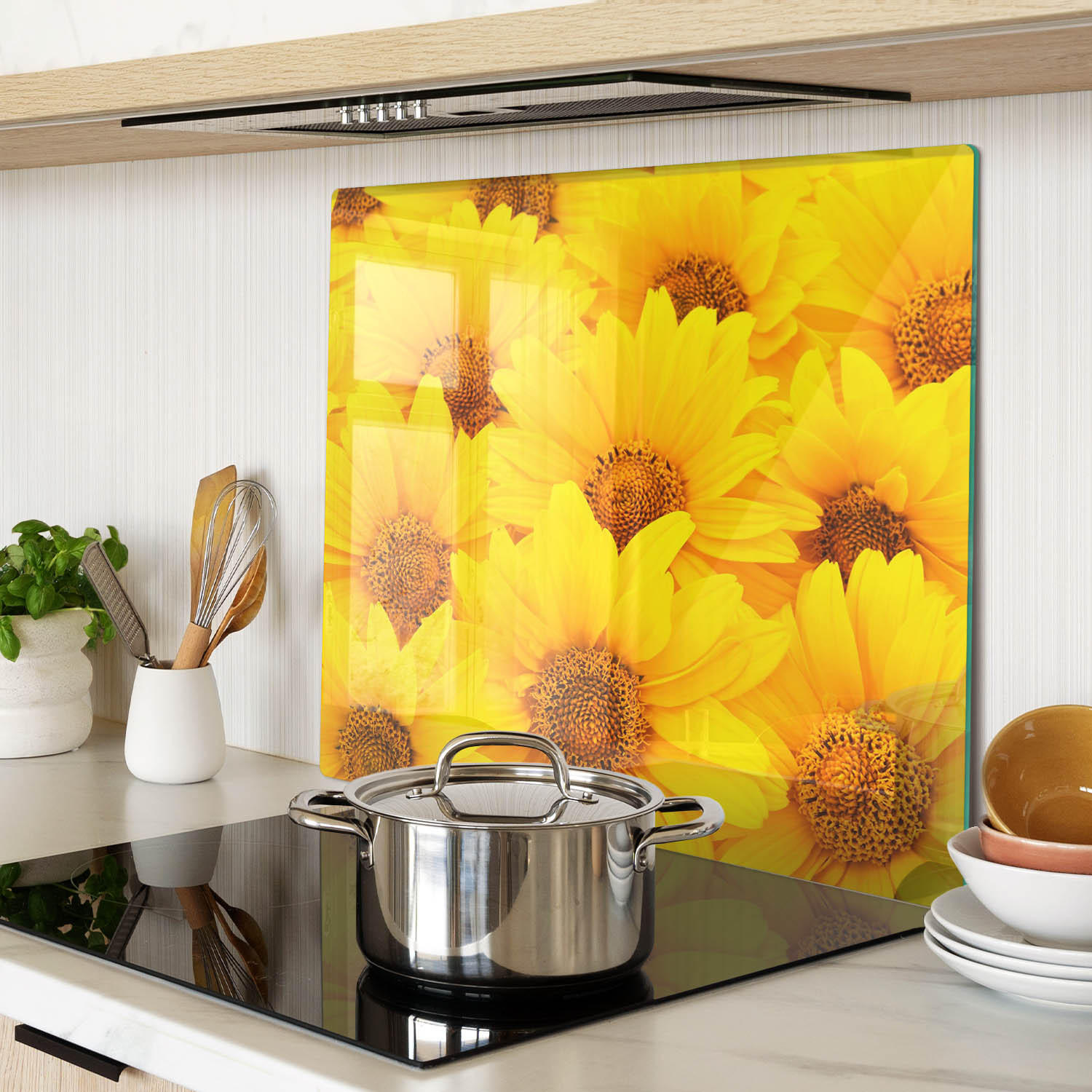 GLASPLATTE 60x52 cm Sonnenblumen - Gelb, Glas (60/0.4/52cm) - TULUP