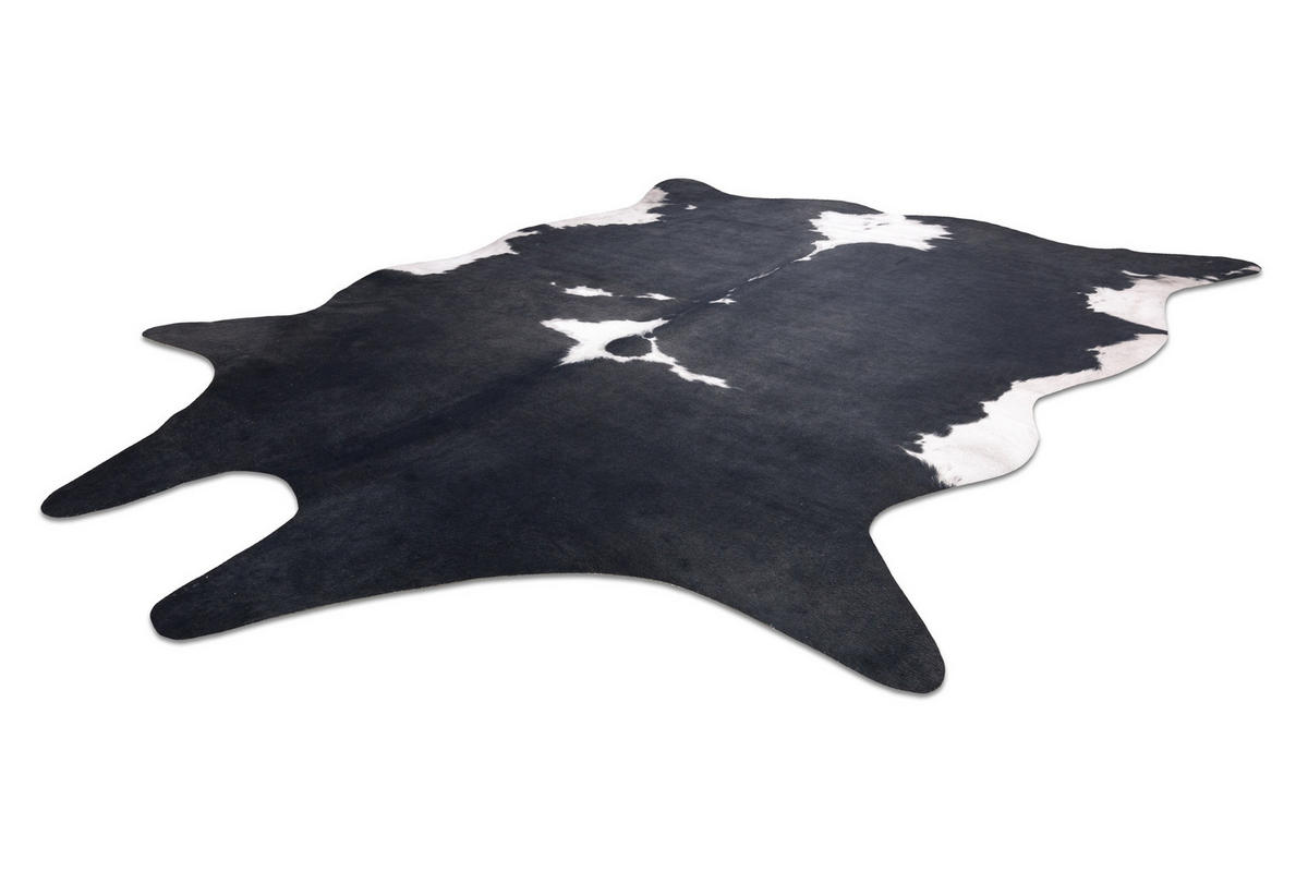 TEPPICH Künstliches Rindsleder 155/195 cm - Schwarz, Textil (155/195cm) - rugsX
