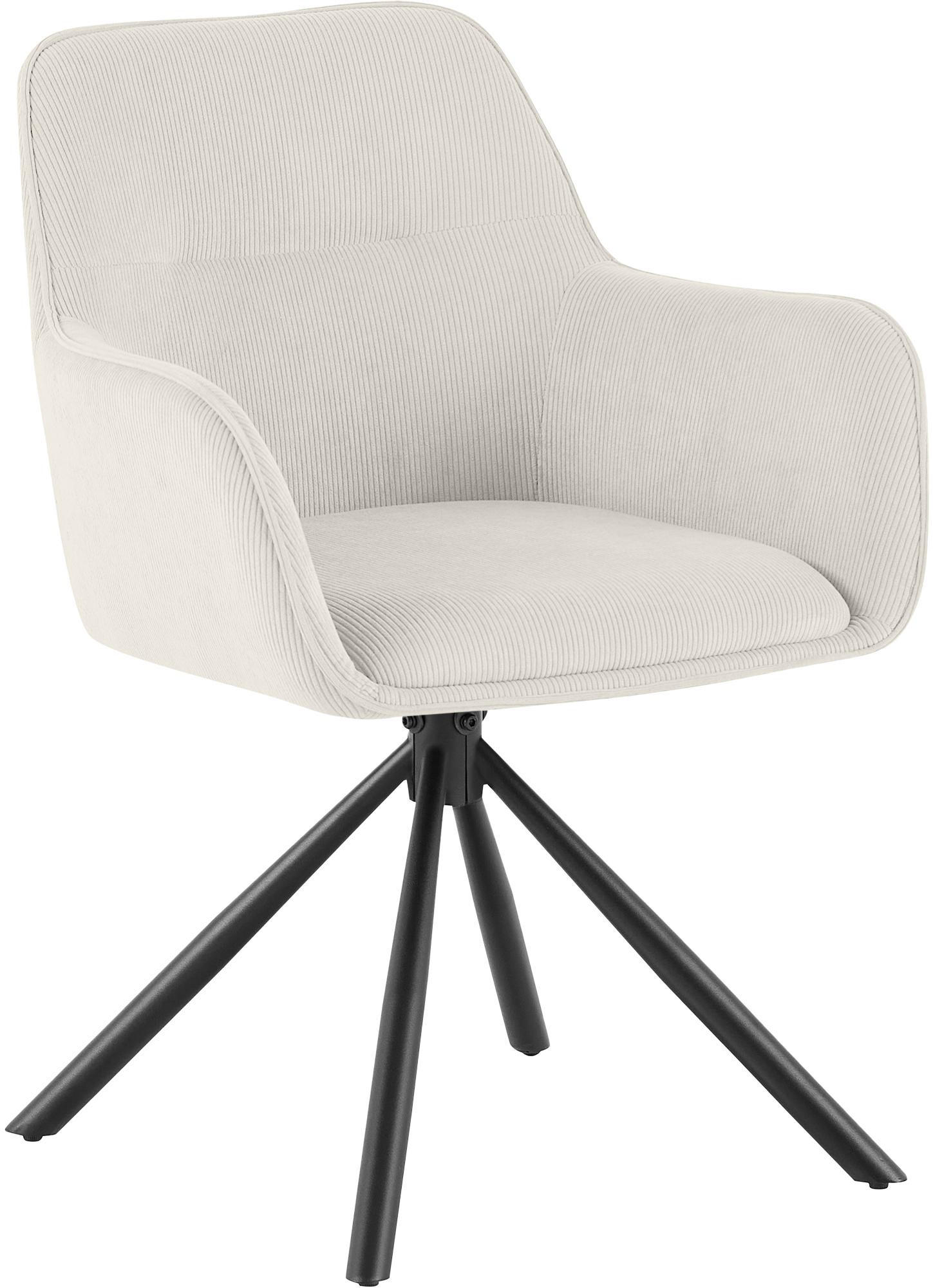 ARMLEHNENSTUHL Cord Creme - Creme/Schwarz, Textil/Metall (58/84/59cm) - CLP