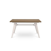 ESSTISCH ausziehbar 140/180cm Metallbeine Beige und Tischplatte Nussbaum-Optik Meloe - Beige/Nussbaumfarben, Holzwerkstoff/Metall (90/140/76cm) - Sicaan