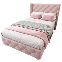 POLSTERBETT 90/200 cm aus Samt in Rosa mit Knopfheftung und Lattenrost - Rosa, Textil (90/200cm) - Flora Grace