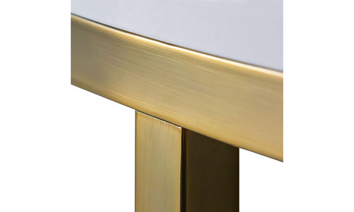 COUCHTISCH CIRI SLIM HOCHGLANZ Ø60/41 cm gebürstetes Gold / weißer Glanz - Goldfarben/Weiß, Holzwerkstoff/Metall (60/60/41cm) - Lookway