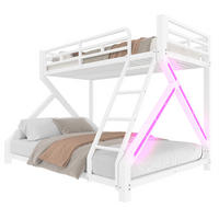 ETAGENBETT 90/200 cm & 140/200 cm in Weiß mit LED, Sicherheitsgeländer und Leiter - Weiß, Metall (90/200cm) - STILVORA