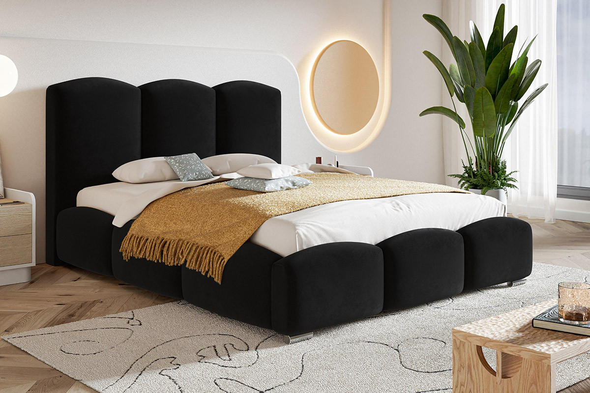 BETT Schwarz BEN 14 Modern 180x200 cm - Schwarz, Textil (180/200cm) - Sepro Meble