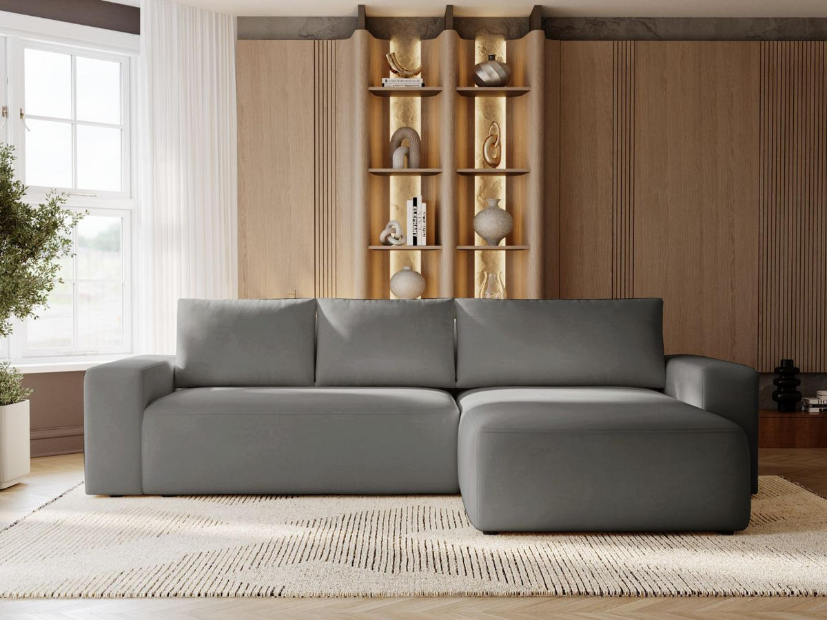 ECKSOFA Tazones Dunkelgrau Rechts - Dunkelgrau, Holz/Kunststoff (250/165cm) - Graingold