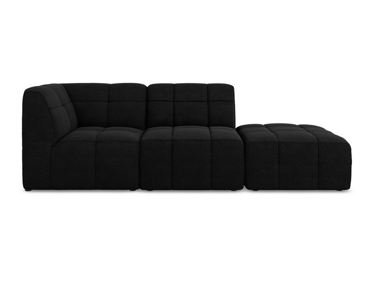 ECKSOFA Rechts Bouclé Stoff Schwarz - Schwarz, Holzwerkstoff/Kunststoff (240/90cm) - Makamii