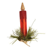 CHRISTBAUMSCHMUCK Kerze auf Klipp Rot 11cm (Glas / 2 Stk.) - Rot, Glas (2/11/4cm) - Krebs Glas Lauscha
