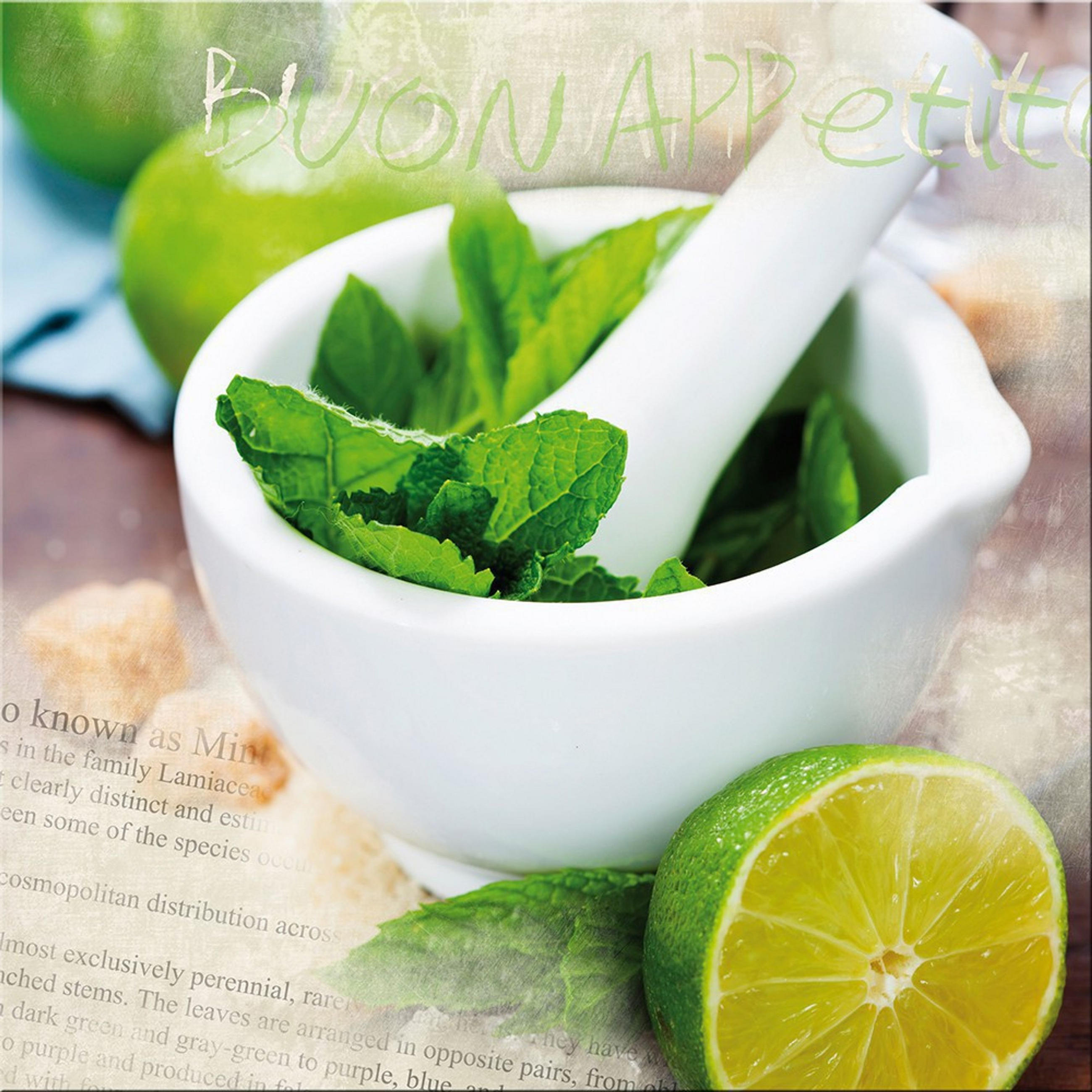 GLASBILD 30x30 cm Küche Kräuter - Gelb, Glas (30/30cm) - artissimo