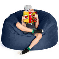 RIESEN-SITZSACK XXL JUMBO Velours 4ft - Dunkelblau, Textil (120/70/120cm) - Green Bean