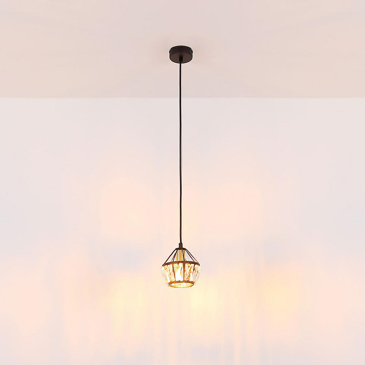 LED HÄNGELEUCHTE Metall Schwarz Kristalloptik - Schwarz, Glas (12.5/12.5/150cm) - Globo Lighting