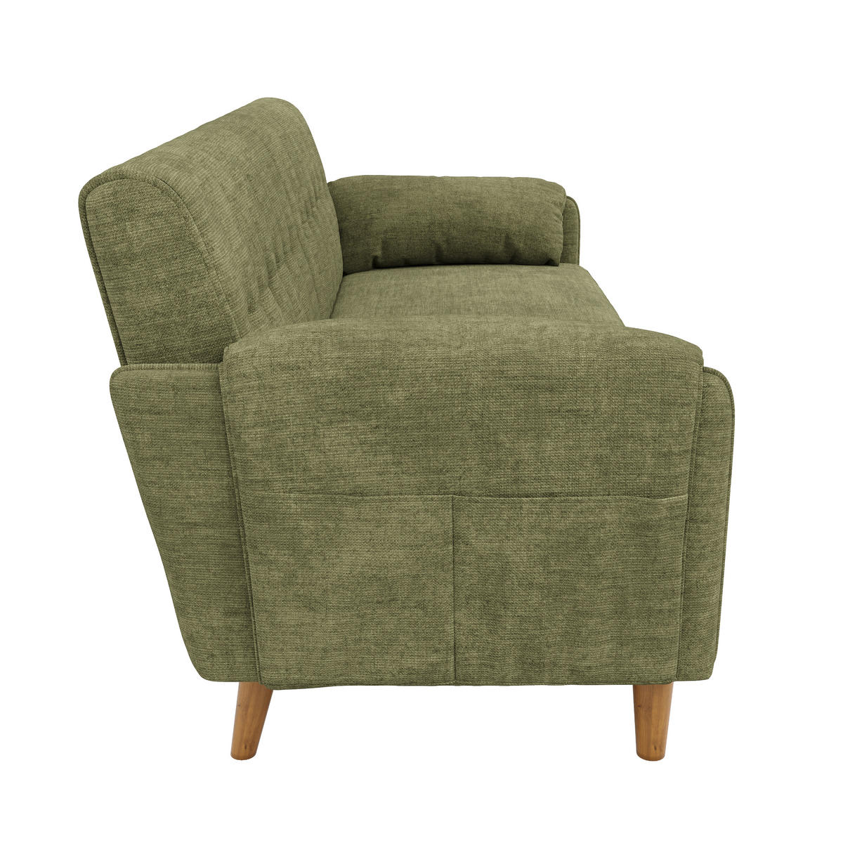 2-SITZER-SOFA Chenille mit Massivholzbeinen, DE-42464, Grün - Grün, Holzwerkstoff (161.5/83.5/79cm) - ComfortXL